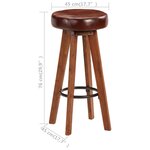 vidaXL Chaises de bar lot de 2 cuir véritable et bois d'acacia solide