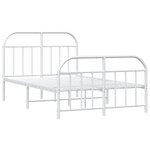vidaXL Cadre de lit métal avec tête de lit/pied de lit blanc 120x190cm