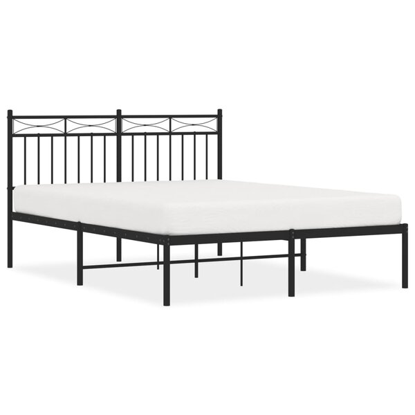 vidaXL Cadre de lit métal avec tête de lit noir 140x190 cm