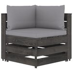 vidaXL Canapé d'angle sectionnel avec coussins Bois imprégné de gris