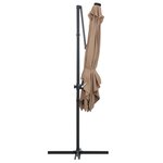 vidaXL Parasol déporté avec LED et mât en acier 250x250 cm Taupe