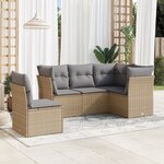 vidaXL Salon de jardin avec coussins 5 Pièces beige résine tressée