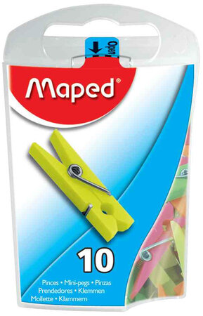 Bte de 10 Mini pinces à linge couleurs assorties MAPED