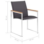 vidaXL Chaises de jardin lot de 4 Textilène et acier inoxydable Gris