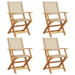 vidaXL Chaises de jardin pliantes lot de 4 beige rotin et bois massif