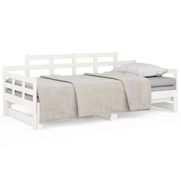vidaXL Lit coulissant Blanc Bois de pin solide 2x(90x190) cm