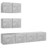vidaXL Ensemble de meubles TV 4 Pièces Gris béton Bois d'ingénierie