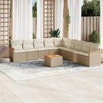 vidaXL Salon de jardin avec coussins 10 Pièces beige résine tressée