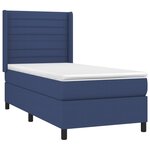 vidaXL Sommier à lattes de lit matelas et LED Bleu 80x200cm Tissu