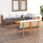 vidaXL Salon de jardin 9 Pièces avec coussins Bois d'acacia solide