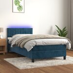 vidaXL Sommier à lattes de lit et matelas et LED Bleu foncé 80x200cm