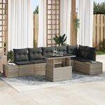 vidaXL Ensemble de canapé de jardin 7 pièces avec coussins gris clair en polyrotin