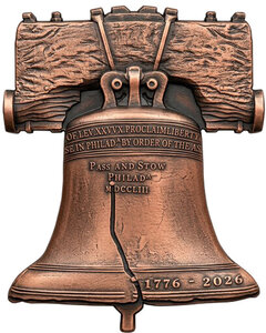 Monnaie LIBERTY BELL 250 Anniversaire 5 Oz Cuivre 1$ Liberia 2026