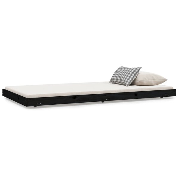 vidaXL Cadre de lit Noir 100x200 cm Bois de pin massif