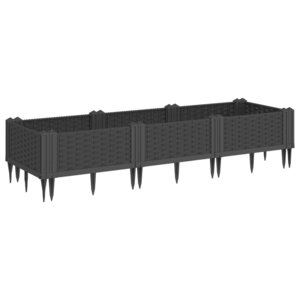 vidaXL Jardinière avec piquets noir 125x40x28 5 cm PP