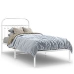 vidaXL Cadre de lit métal avec tête de lit blanc 90x200 cm