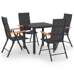 vidaXL Ensemble à manger de jardin 5 Pièces noir et marron