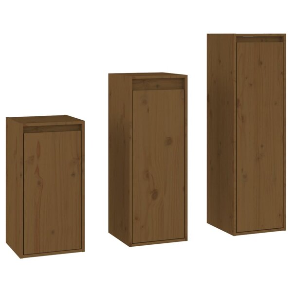 vidaXL Meubles TV 3 Pièces Marron miel Bois massif de pin