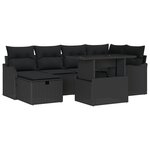 vidaXL Ensemble de Canapés de Jardin 7 Pièces avec Coussins en Rattan Poly Noir