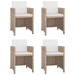 vidaXL Ensemble à manger d'extérieur avec coussins 5 Pièces Rotin Beige