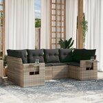 vidaXL Salon de jardin 6 Pièces avec coussins gris clair résine tressée