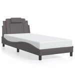 vidaXL Cadre de lit avec lumières LED gris 90x190 cm similicuir