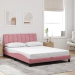 vidaXL Cadre de lit avec lumières LED rose 120x200 cm velours