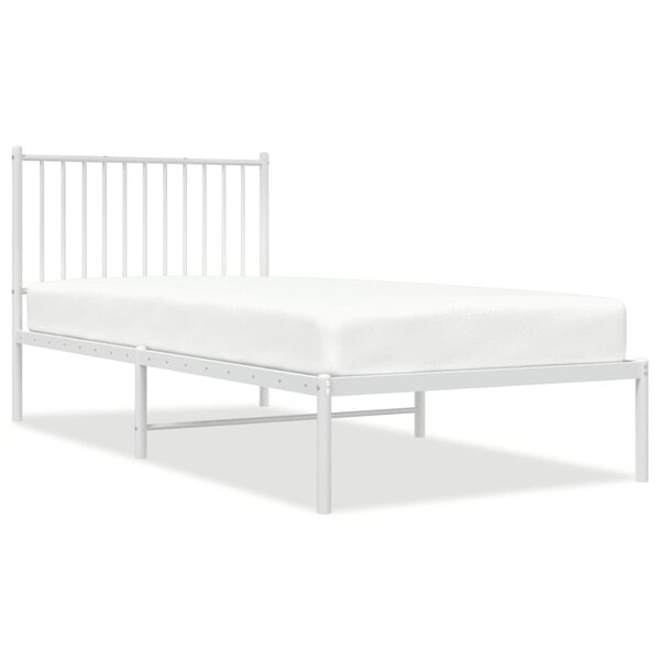 vidaXL Cadre de lit métal avec tête de lit blanc 90x200 cm