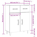 vidaXL Buffet chêne marron 69 5x34x90 cm bois d'ingénierie