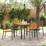 Ensemble de salle à manger de jardin vidaXL 5 pièces Noir Poly Rattan Acacia