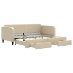 vidaXL Lit de jour avec gigogne et tiroirs sans matelas crème 90x200cm