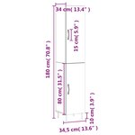 vidaXL Buffet haut Chêne fumé 34 5x34x180 cm Bois d'ingénierie