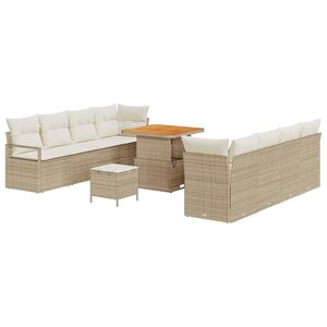 vidaXL Ensemble de canapé de jardin 11 Pièces Beige polyrotin