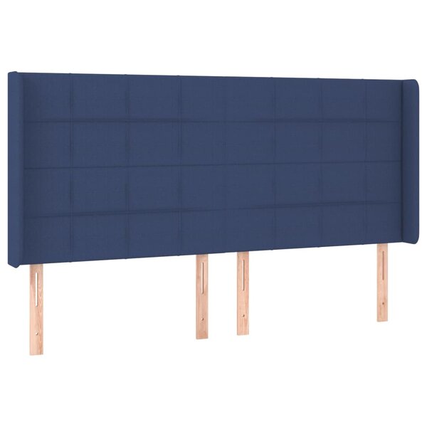 vidaXL Tête de lit avec oreilles Bleu 203x16x118/128 cm Tissu