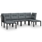 vidaXL Salon de jardin 6 Pièces noir et gris résine tressée