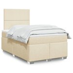 vidaXL Sommier à lattes de lit avec matelas crème 120x190 cm tissu