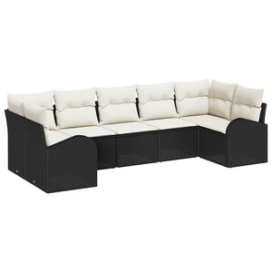 vidaXL Ensemble de canapé de jardin 7 Pièces Noir et Blanc polyrotin