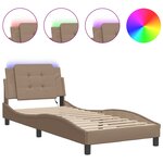 vidaXL Cadre de lit avec lumières LED cappuccino 90x190 cm similicuir