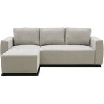 Canapé d'angle convertible réversible 3-4 places - PHARELL - Tissu beige - Coffre de rangement - 224 x 155 x 85 cm
