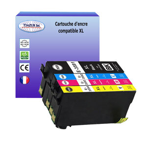 4 Cartouches Compatibles pour Epson WorkForce Pro WF4720DWF WF4725DWF WF4730DTWF WF4735DTWF WF4740DTWF remplace Epson T35XL- T3AZUR