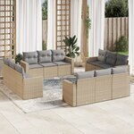 vidaXL Salon de jardin avec coussins 12 Pièces beige résine tressée