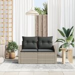 Canapé de jardin 2 places vidaXL avec coussins en poly rotin gris