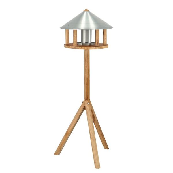 Esschert Design Mangeoire à oiseaux avec silo et toit rond Zinc