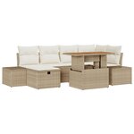 vidaXL Ensemble de 7 canapés de jardin avec coussins beige en poly rattan