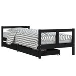 vidaXL Cadre de lit enfant tiroirs noir 80x200 cm bois de pin massif