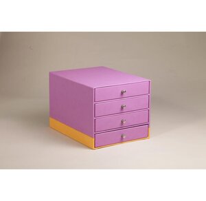 Rhodiarama Trieur 4 tiroirs en Simili Cuir 24,8 x 32,7 x 22,8 cm Lilas RHODIA