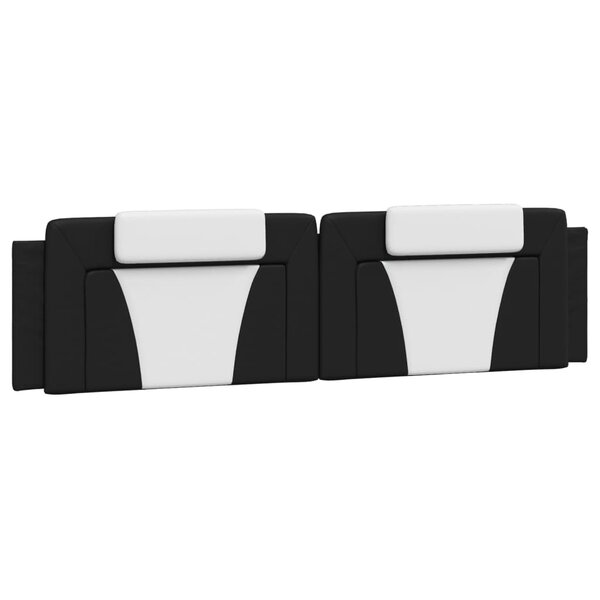 vidaXL Coussin de tête de lit noir et blanc 200 cm similicuir