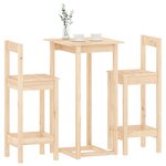 vidaXL Ensemble de bar 3 Pièces Bois de pin massif
