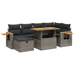 vidaXL Salon de jardin avec coussins 7 Pièces gris résine tressée