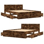vidaXL Cadre de lit avec tête de lit chêne fumé 140x190 cm